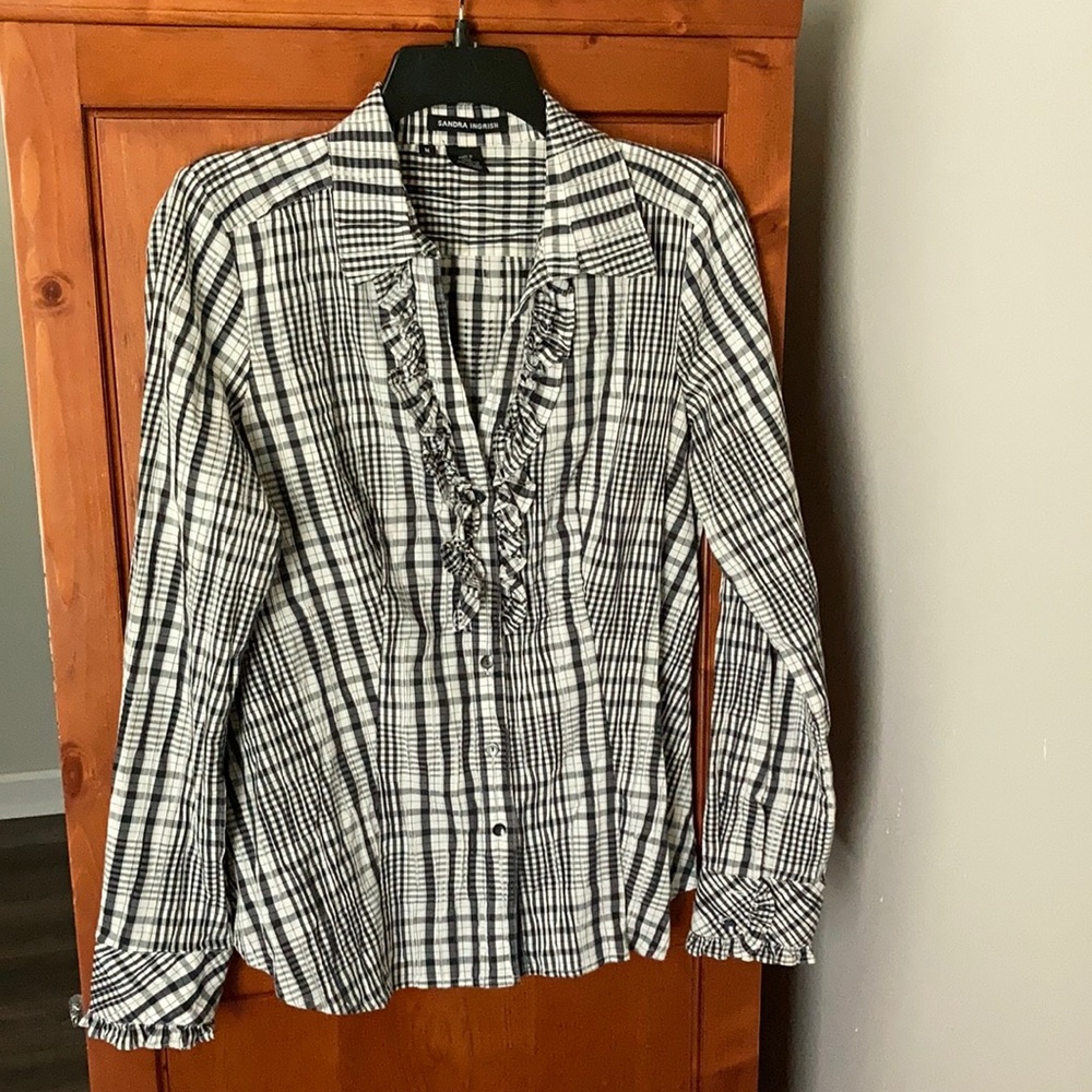 Navy & White Gingham shirt by Sandra Ingrish